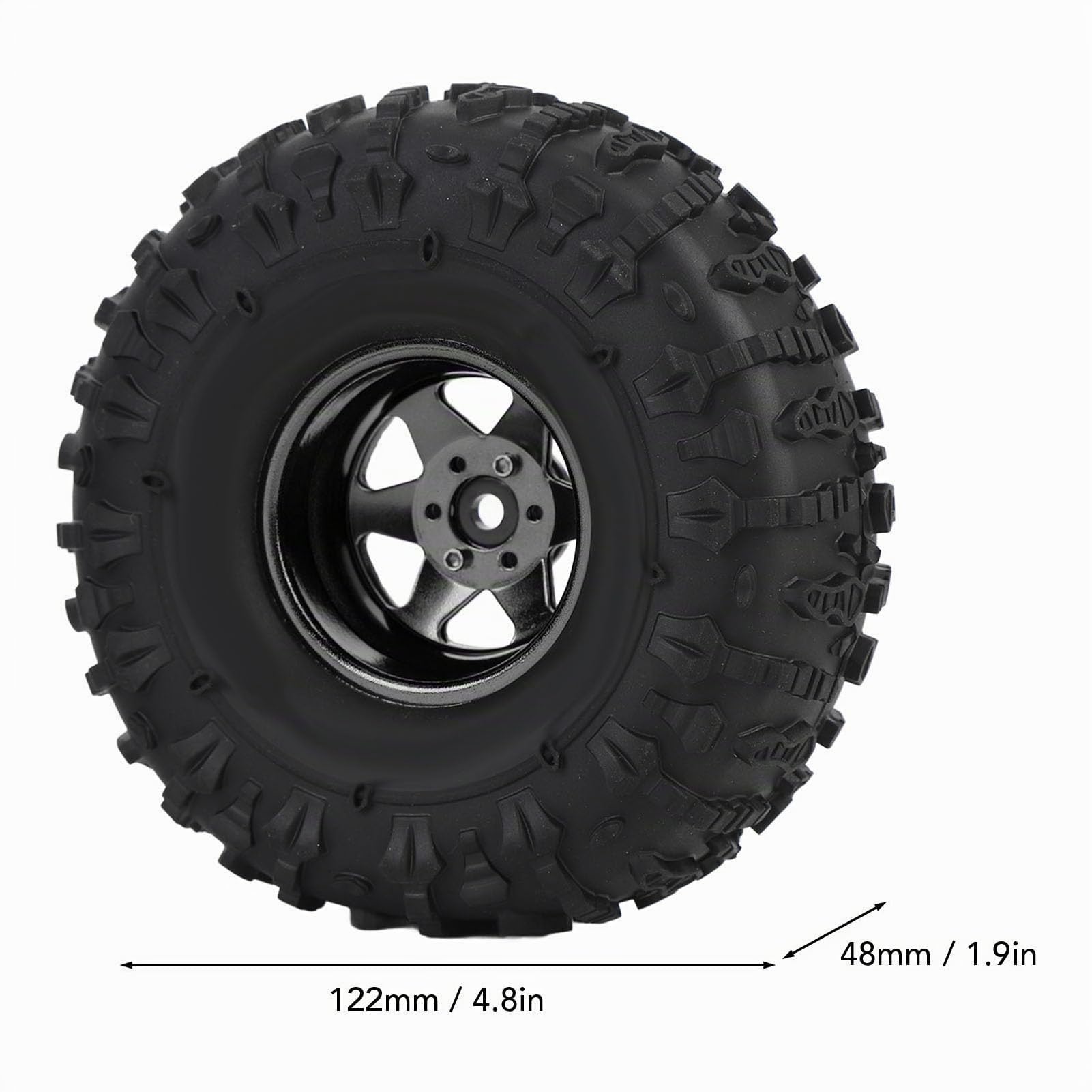 BuyWeek RC Auto Reifen, 4 Stück 122 x 48 mm RC Crawler Reifen mit Schrauben für Redcat, für Axial SCX10, für D90, für Hpi (Schwarz)