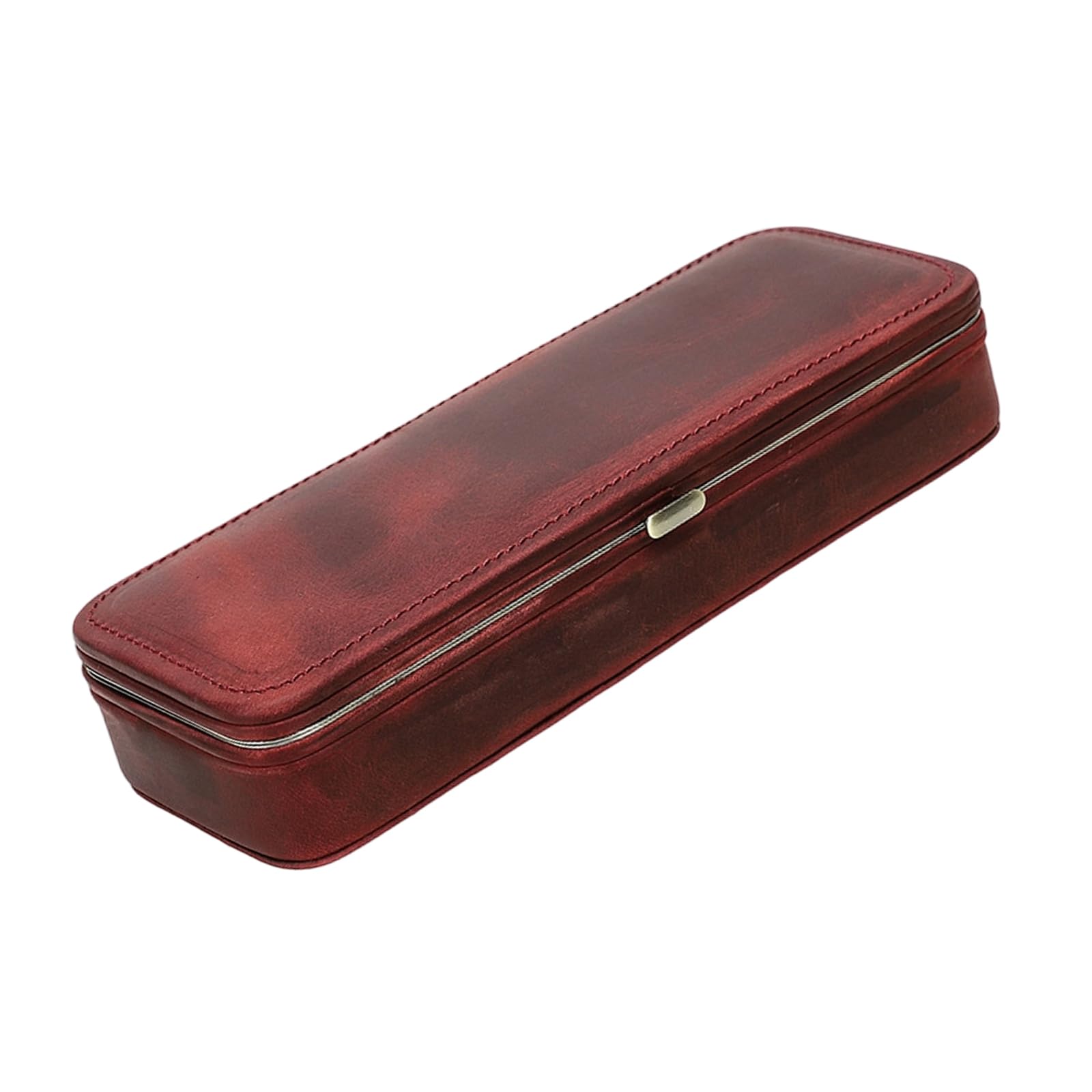 Kaeltsyn Framed Leather Pen Holder with 3 Pen Slots and Card Slot, Portable Rectangular Organizer for Study Desk Travel Use
