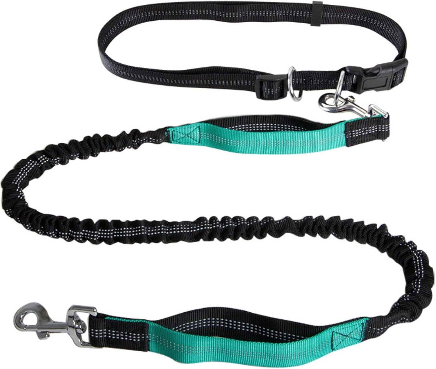 Hands Free Dog Leash,Double Handle Dog Leash,Reflective Stitching for Walking,Adjustable Waist Belt for Running, Walking and Jogging(Color:Lake Blue)