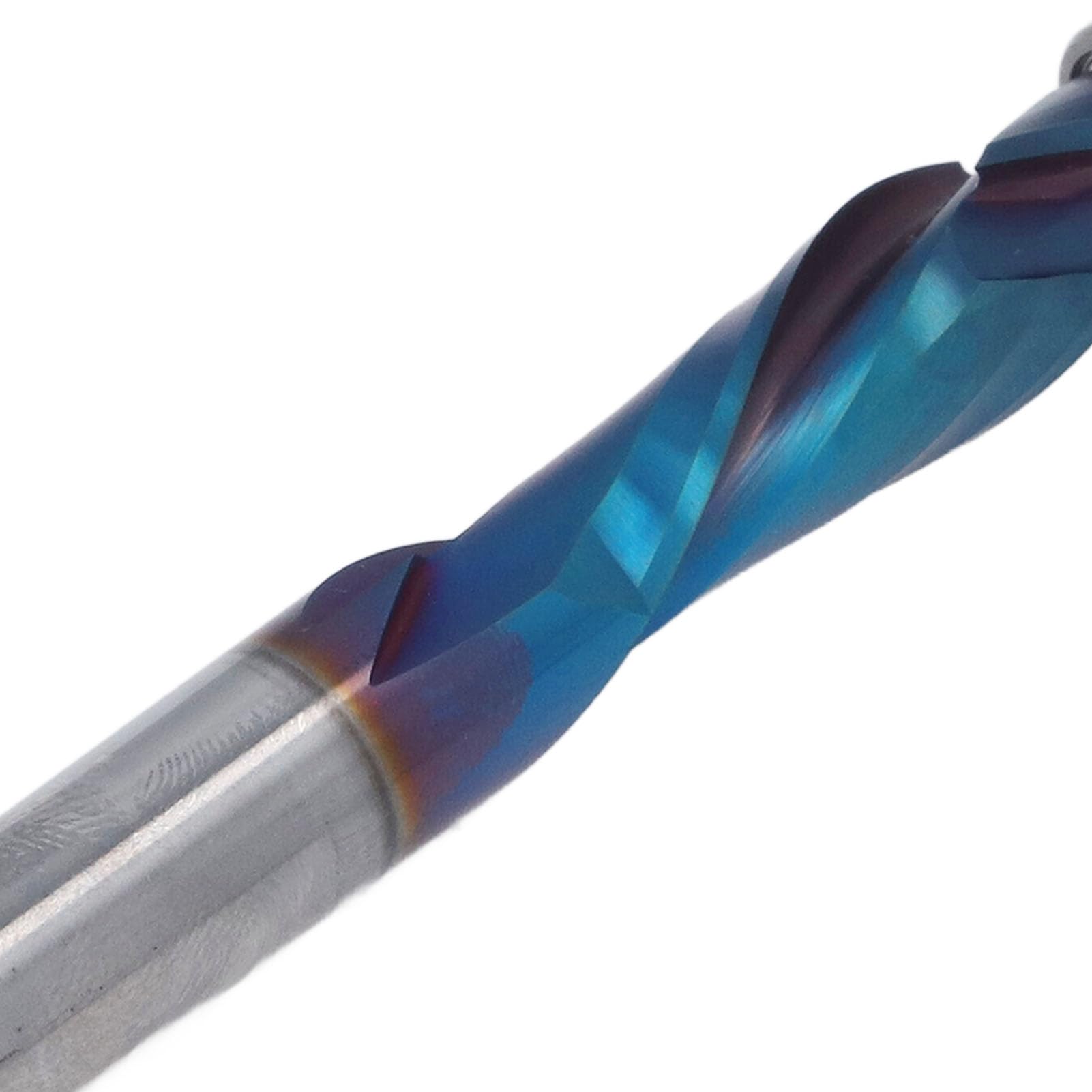 Fafeicy Frez Kompresyjny, Frez Spiralny z Węglika Spiekanego YK20, 1 trzpień 2-calowy, Powłoka Nano Blue, Prowadnica z Podwójnym łożyskiem, Czyste Cięcie od Góry i od Dołu do Routera CNC do Obróbki