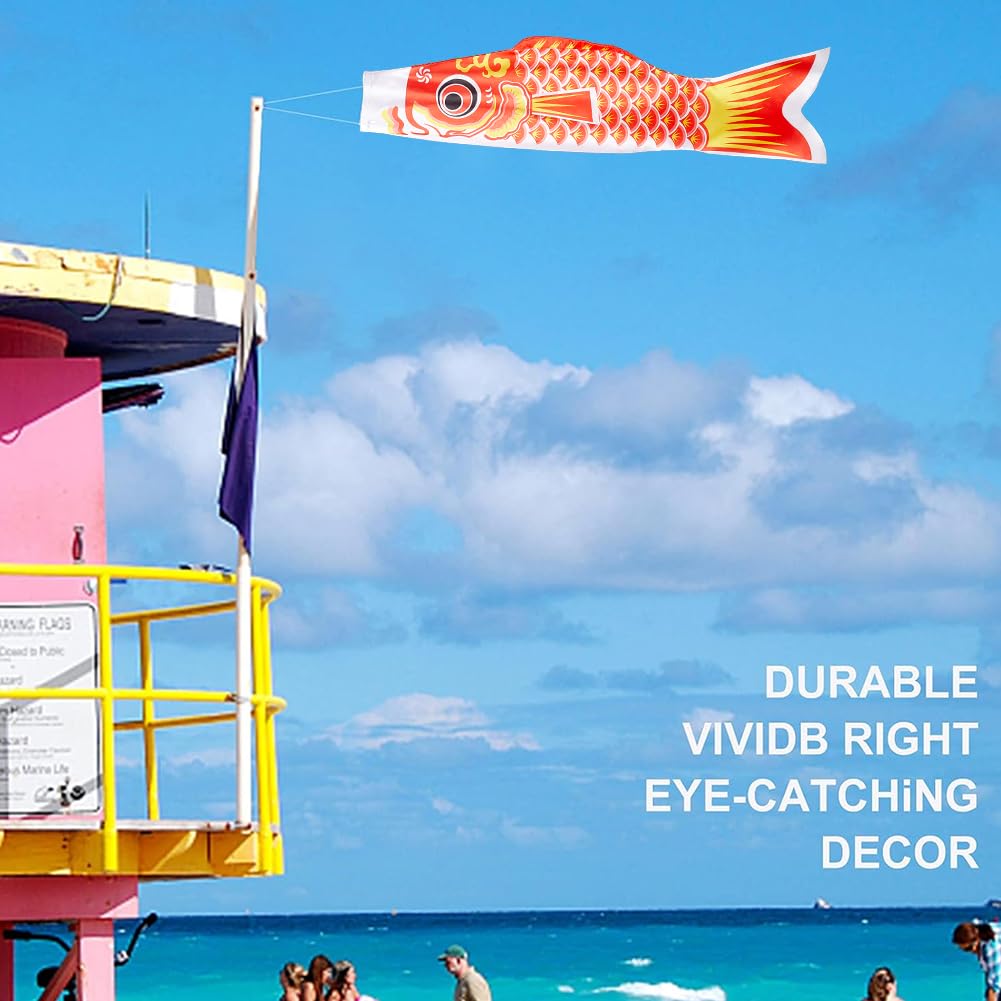 GORGECRAFT 118cm Koi Fish Manica A Vento Arancione Rosso Carpa Bandiera Streamer Banner Poliestere 3D Giapponese Appeso All'Aperto Koinobori Decor per Parete Albero Fronte Patio Prato Cortile Giardino