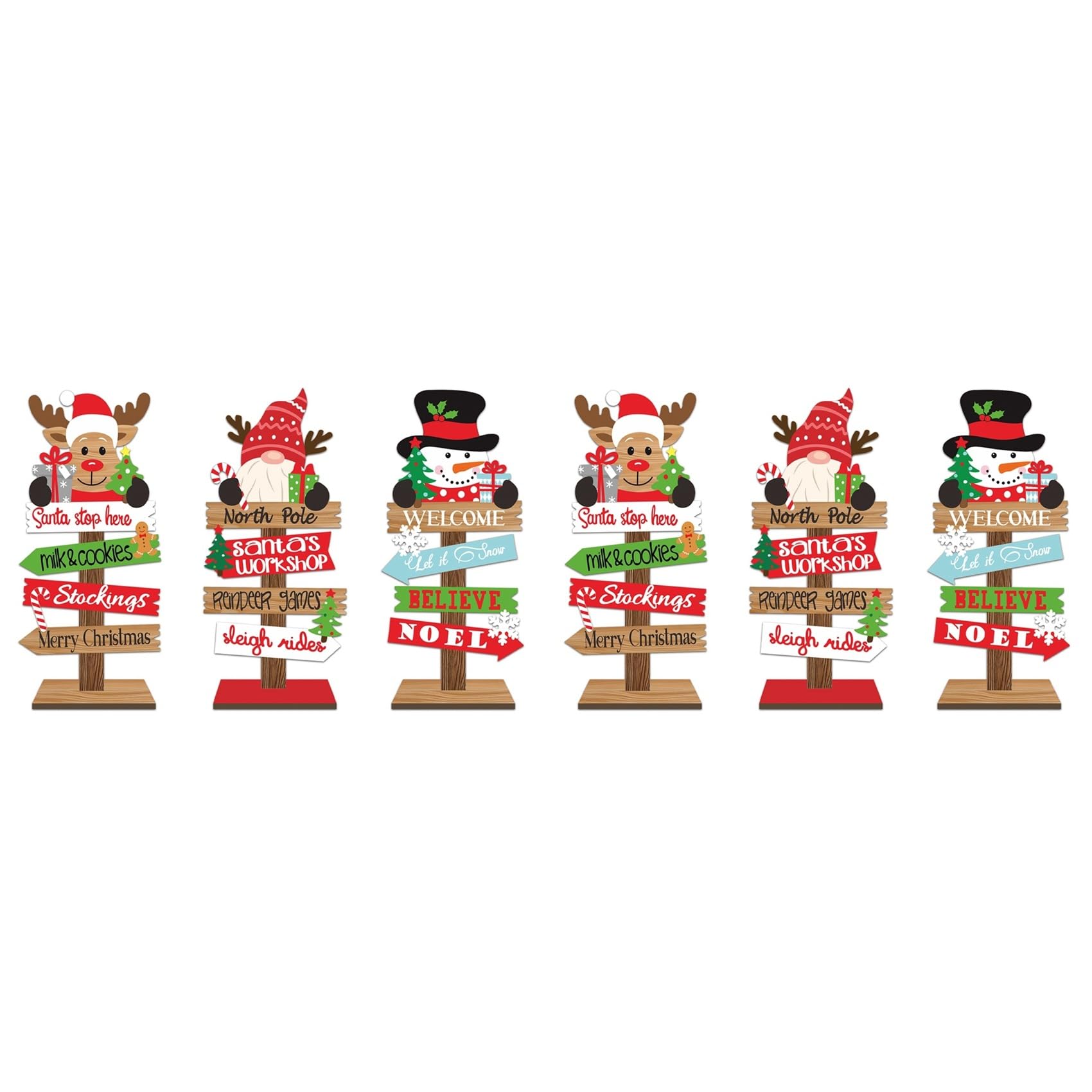 Hndhbfgrt 6PCS Desktop Christmas Tree Santa Claus DIY Decoration Wooden Christmas Signs Plaque Xmas Decoration