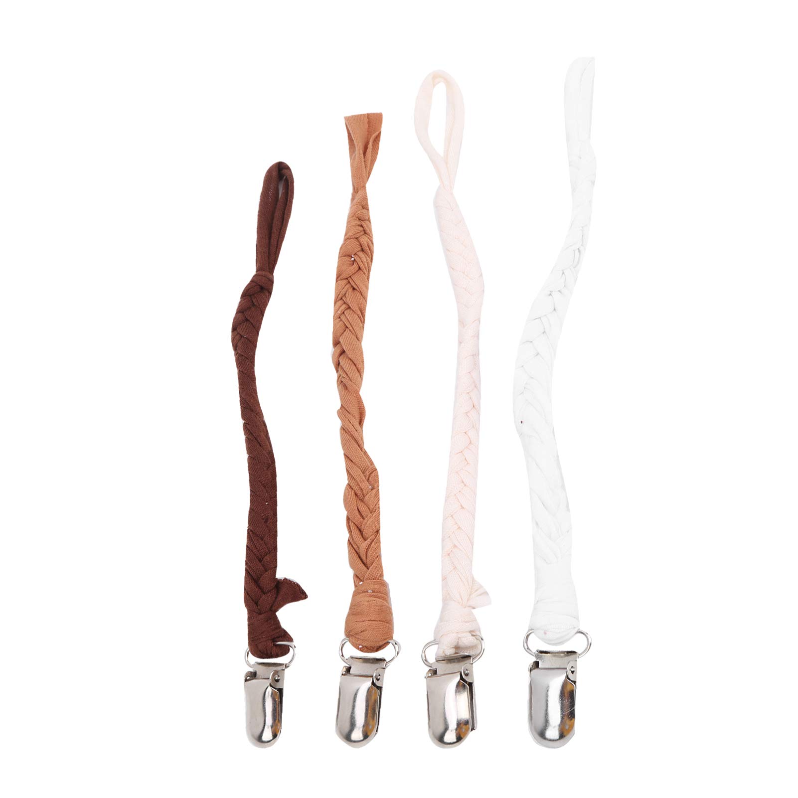 4 Pieces Pacifier Chain with Metal Clip Boy Personalized Baby Gift Baby Feeding teether Accessory, 4 Colors(2)