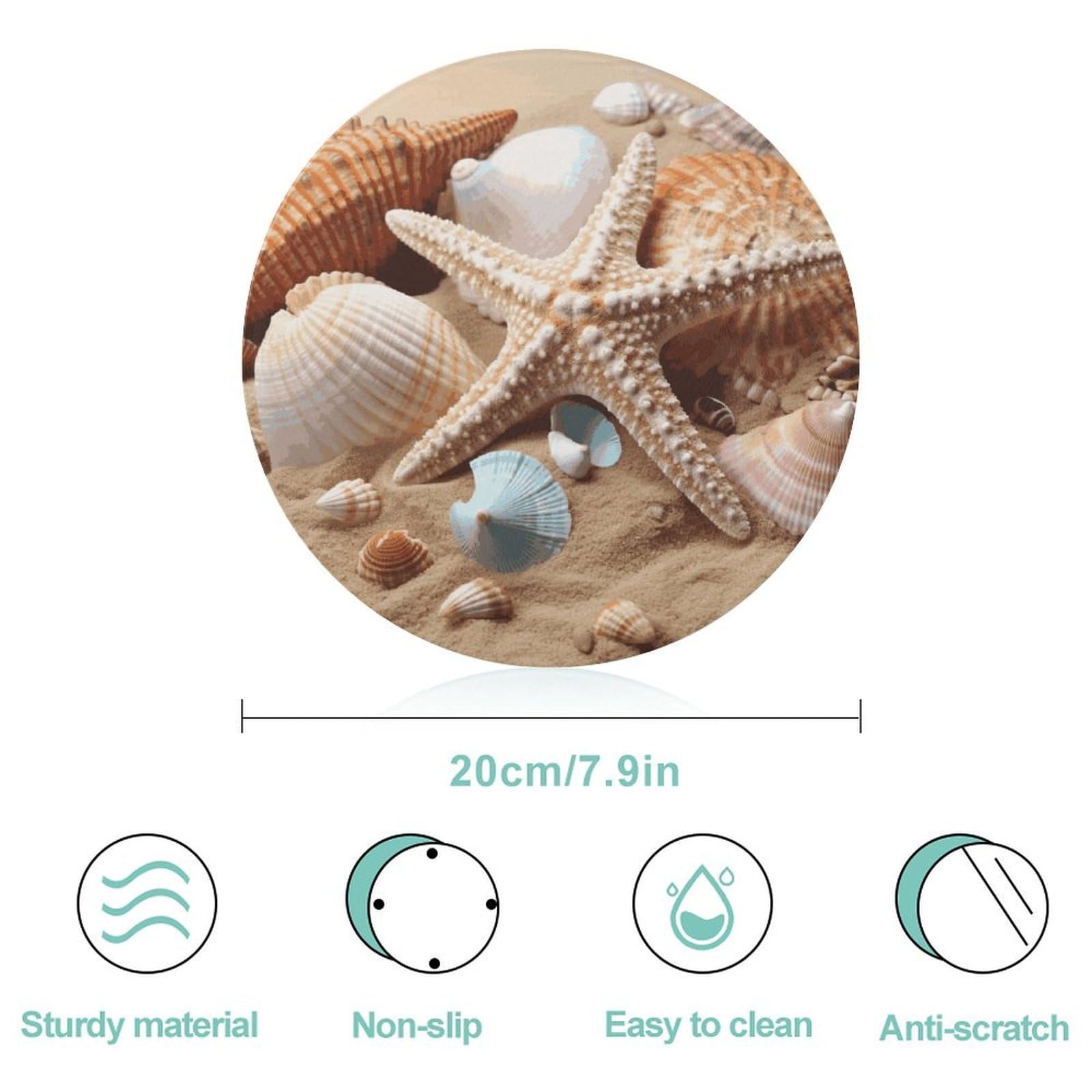 Seashells - Tabla de cortar redonda de estrella de mar fácil de limpiar, tablas de cortar para cocina de tamaño grande 7.9, tablas de cortar esenciales de cocina convenientes para carne y verduras