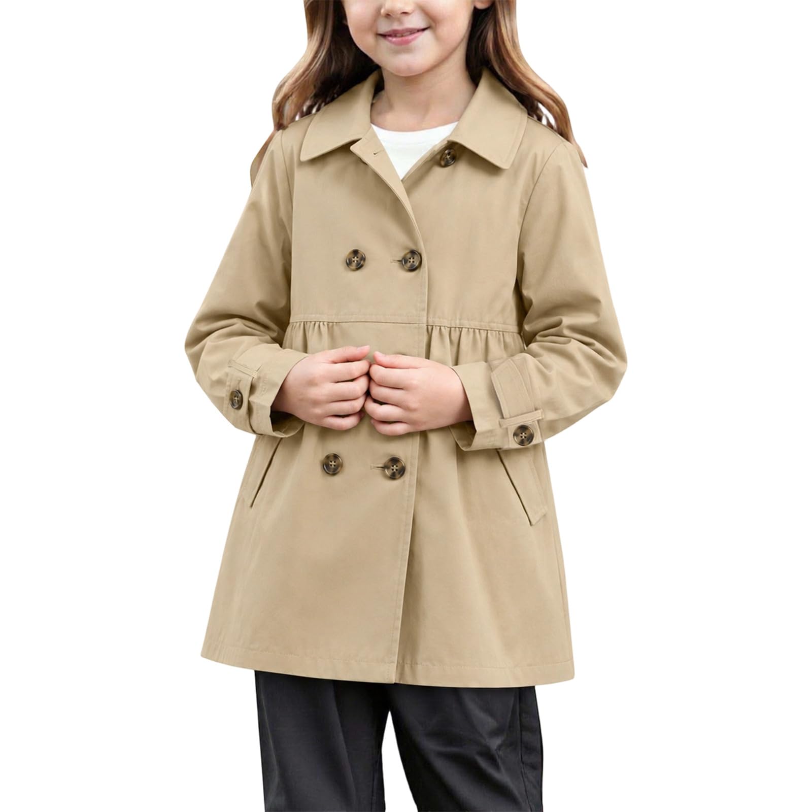 Cappotto britannico senza tempo per bambine delle elementari – Un capospalla classico per avventure quotidiane all'insegna del gioco.