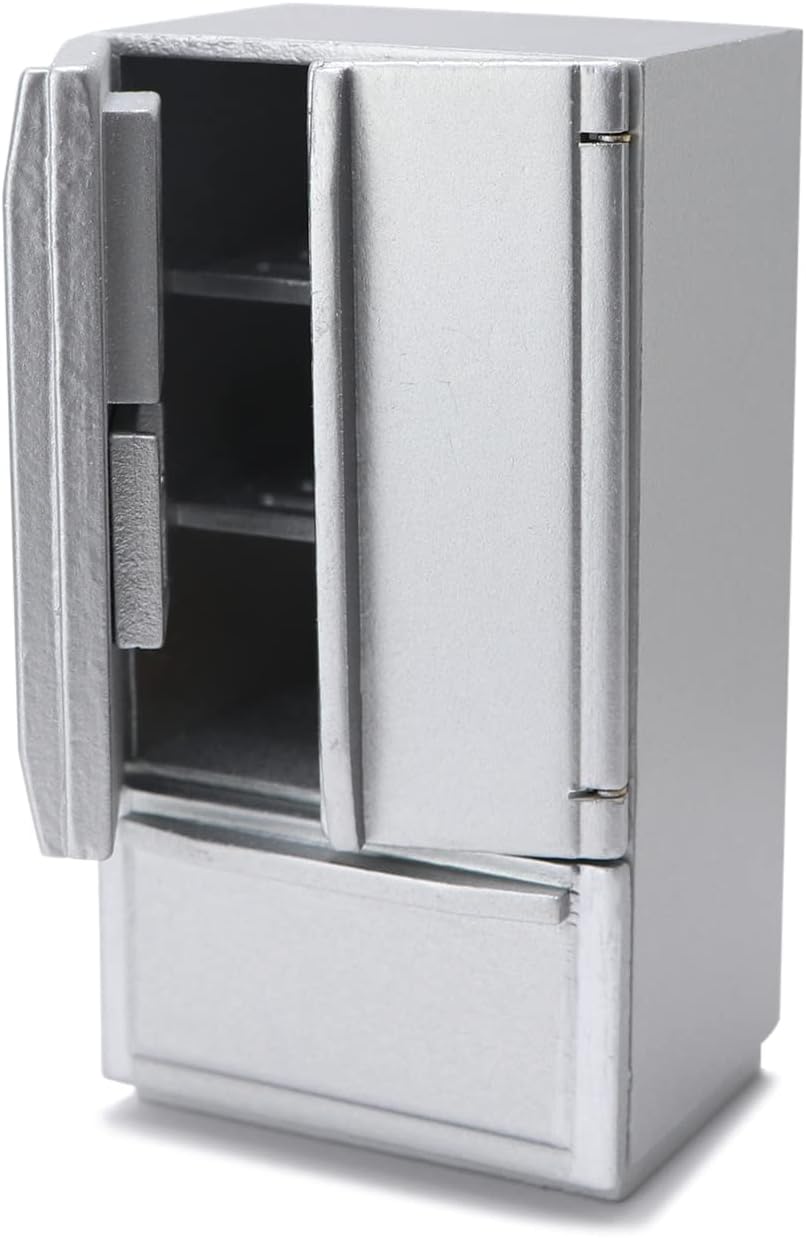 Miniature Dollhouse Fridge 1:12 Furniture Decoration Accessories Mini Refrigerator Kitchen Living Room Scene Model Ornaments(A-White)