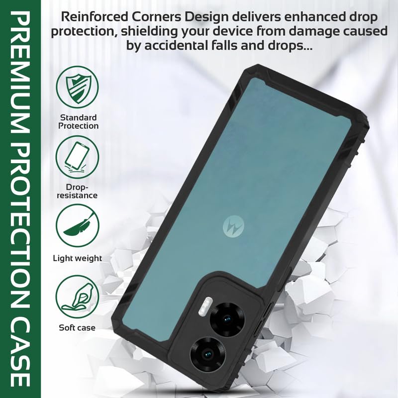 Image of AIBEX Crystal Clear Back Cover Case for Motorola G35 5G | 360 Protection | Shockproof Bumper | Transparent Non-Yellowing PC + TPU Case