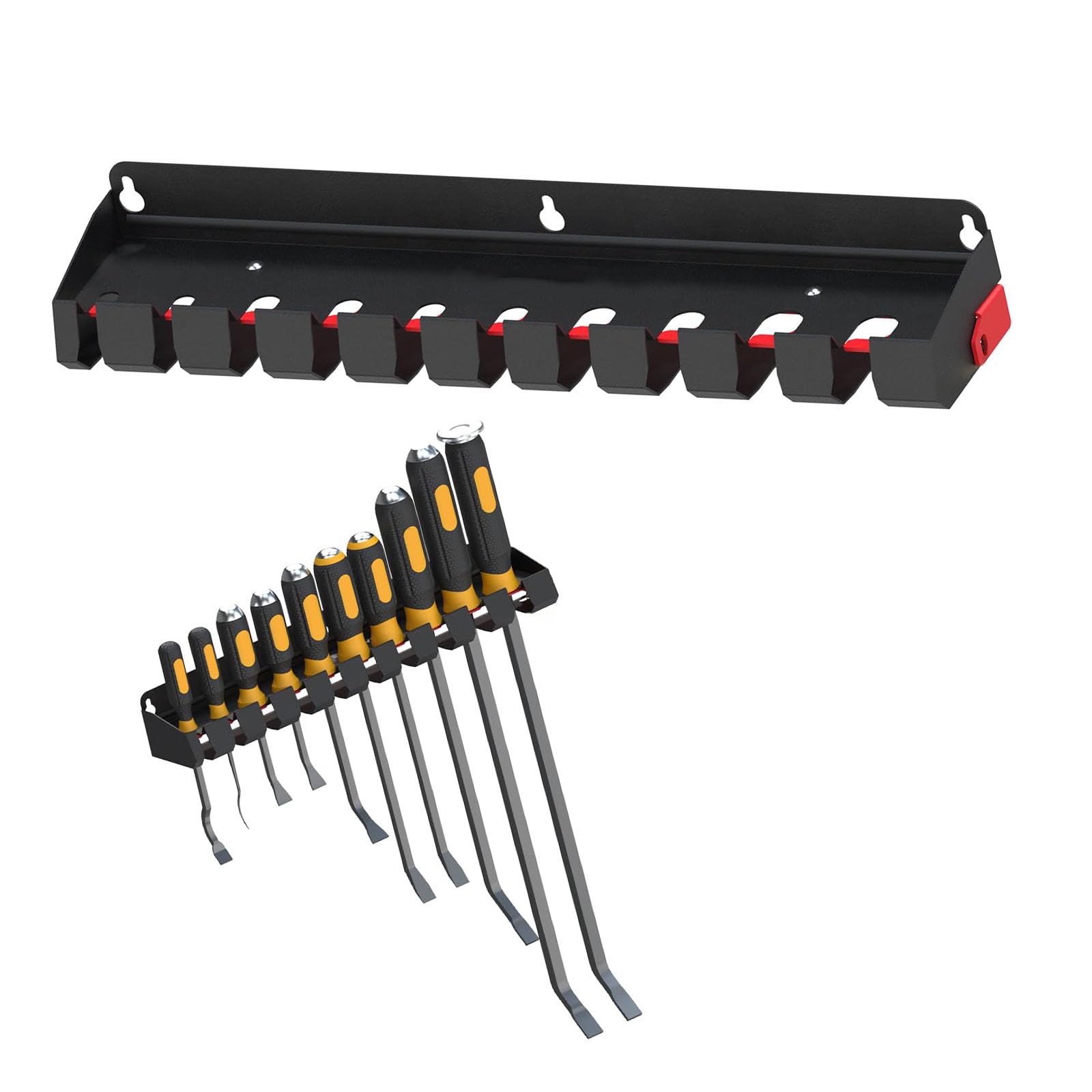 Duty Wall Mounted Clamp Rack for Garage Workshop Featuring Security Hole Design and Protective Coated Finish Denial Assembly Tool Hanger