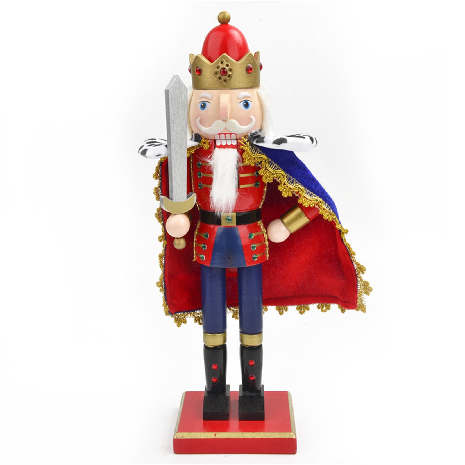 Tfaoys Red Extra Large Wooden Nutcrackers Soldier With Cloaks 38Cm Holiday Party Decoration For Mantels Or Shelf Display User Friendly Paint Nutcrackers Soldier