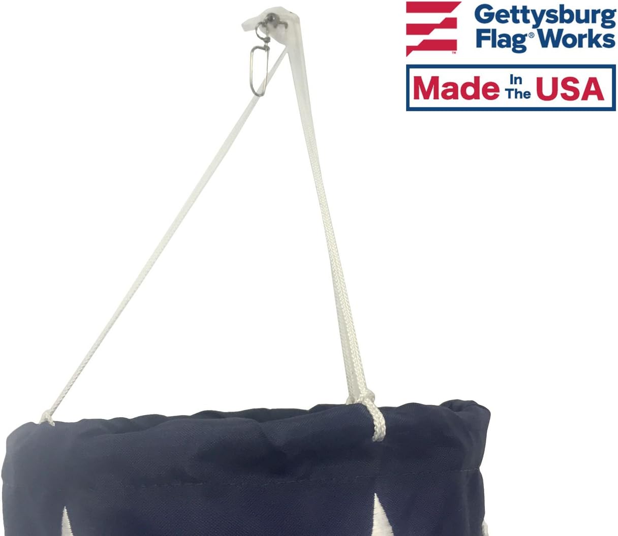 5x36" US Flag Design Windsock, Decorative and Patriotic with Sewn Stripes and Embroidered Stars, Made in USA - 3 Feet Long