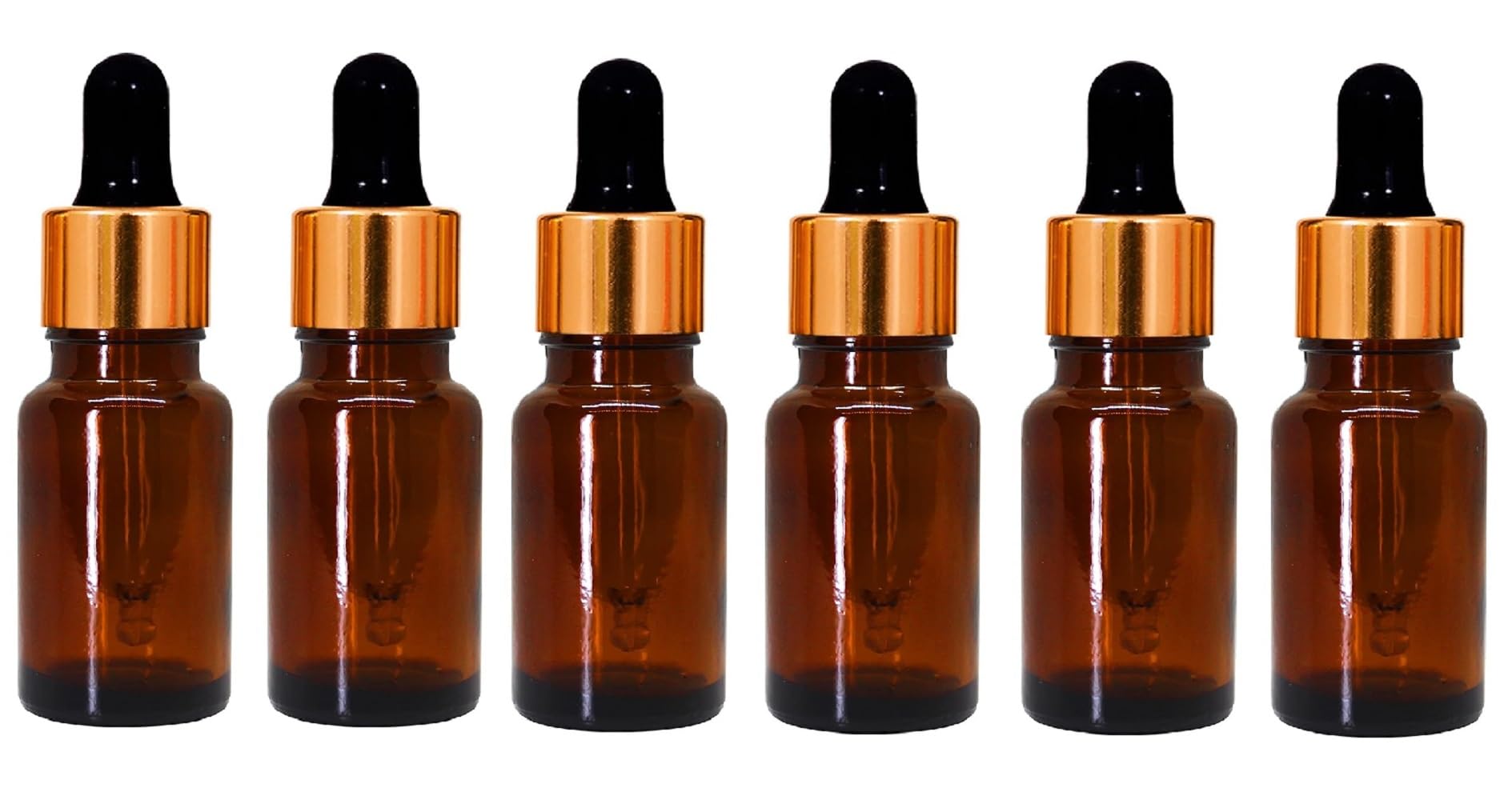 RTWARE Empty 10 ml Amber Glass Bottle + Dropper + Gold Ring + Black Silicon Teat (Pack of 6) Refillable, Reusable, Leak Proof For Essential Oils, Perfumes Liquid DIY, Cosmetics-picture-44