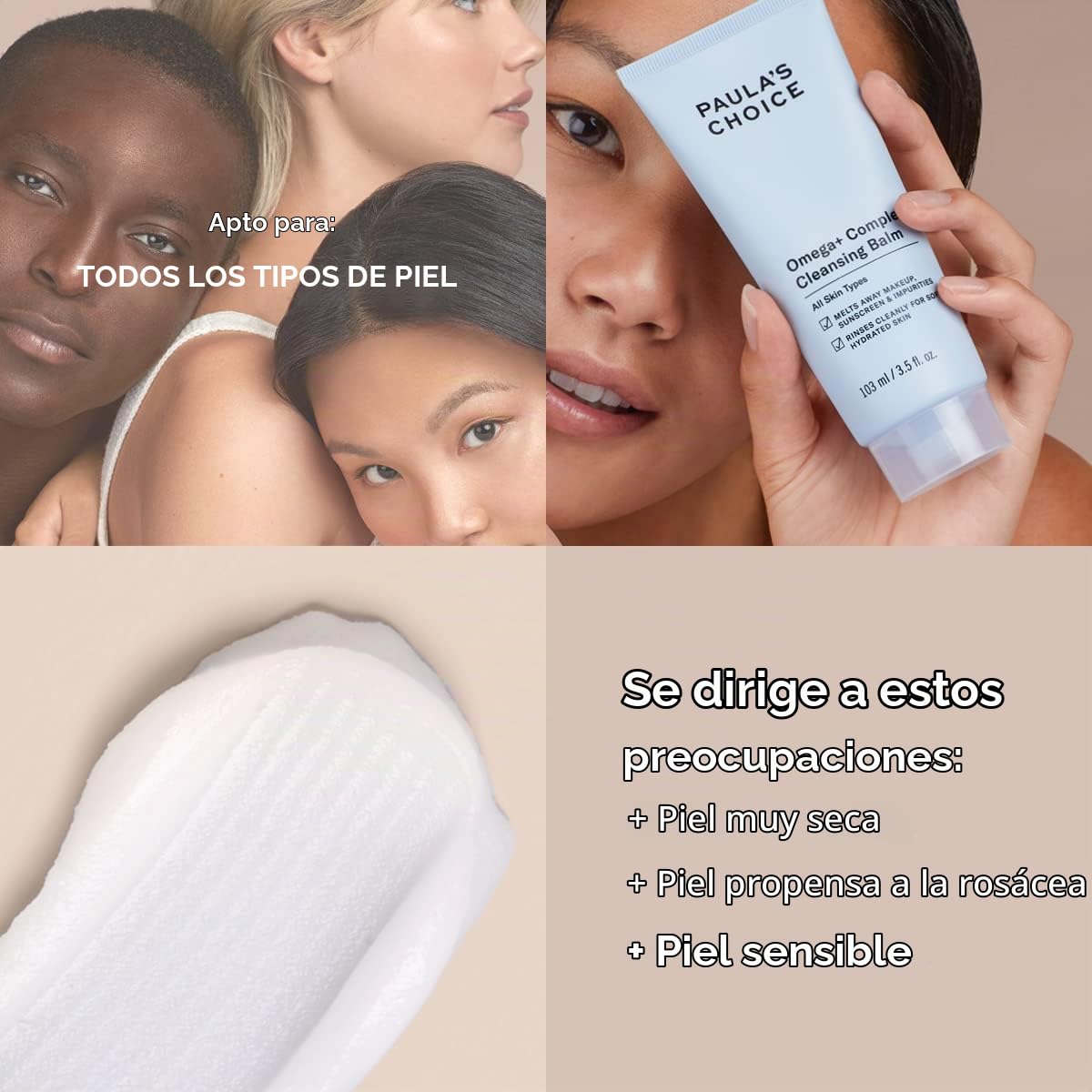 Paula's Choice Omega+ Bálsamo, Limpiador Facial, 103 ml | Detergente per il Viso - Hidrata la Piel, Elimina el Maquillaje - Brinda un Aspecto Radiante a la Piel - con Aceite de Jojoba