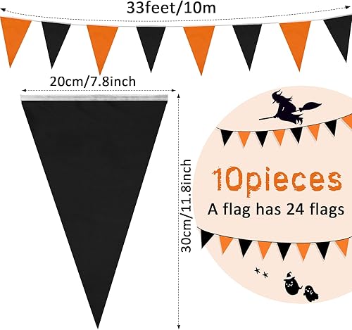 Miniatura 2 de Tatuo Banderines de Halloween de 328 pies, 10 banderas triangulares de Halloween, guirnalda de banderines de tela para interiores y exteriores,