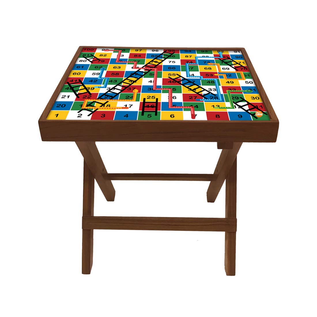 Nutcase Designer Teak Wood Side Table Folding Wooden Bedside Kids Baby Nursery Furniture - Fun and Games - Snakes & LADDERS-image-42