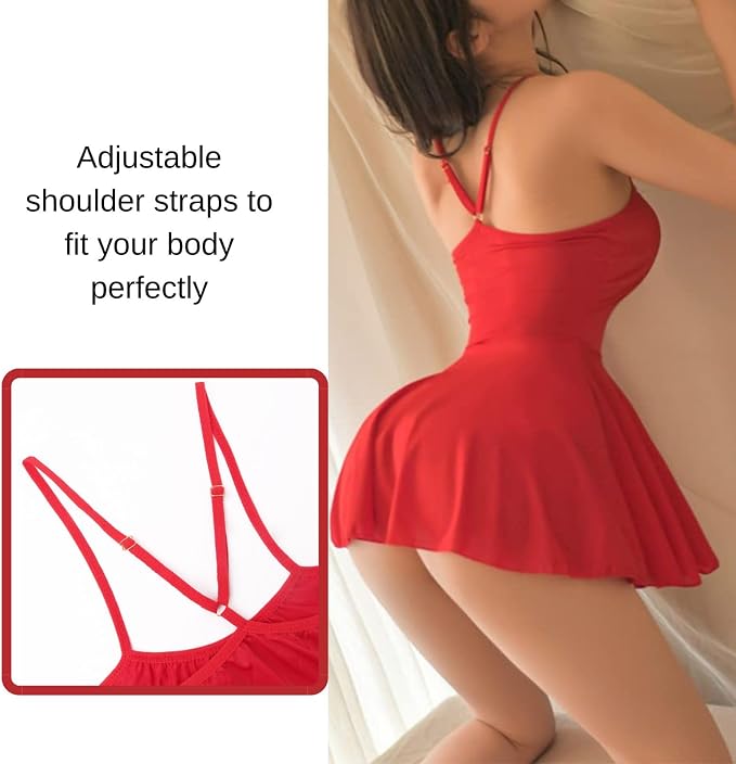 Nuisette Sexy Femme ROSVAJFY - Transparente Avec String - Bretelles Réglables