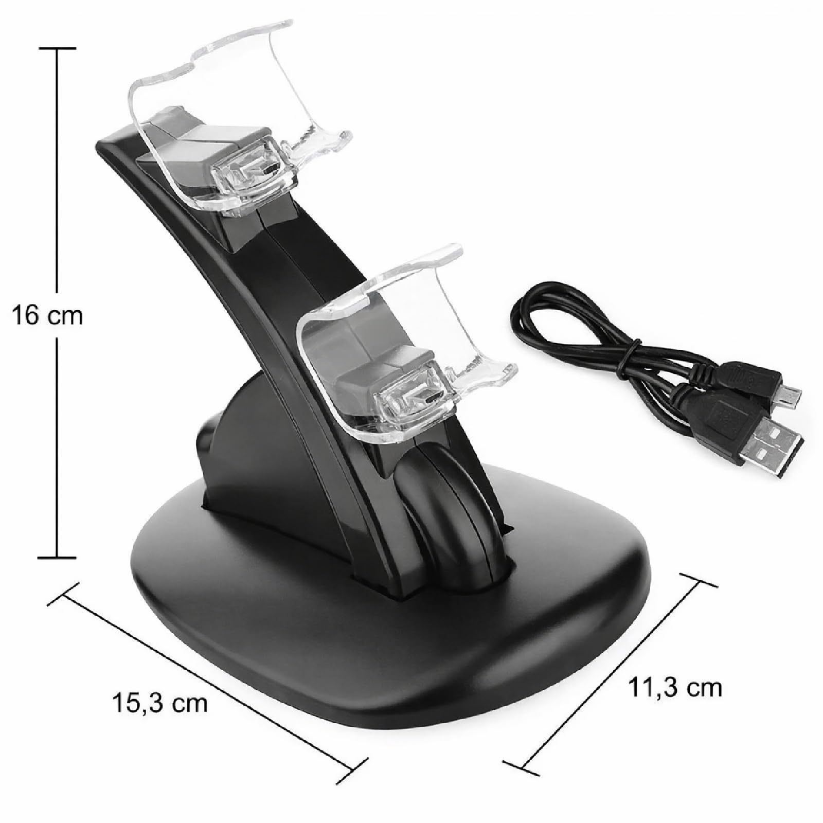 BARAC Caricabatterie per controller PS4, stazione di ricarica con telecomando PS 4 ricarica rapida con indicatore LED, stazione di controllo Sony Playstation 4/PS4/Pro/slim