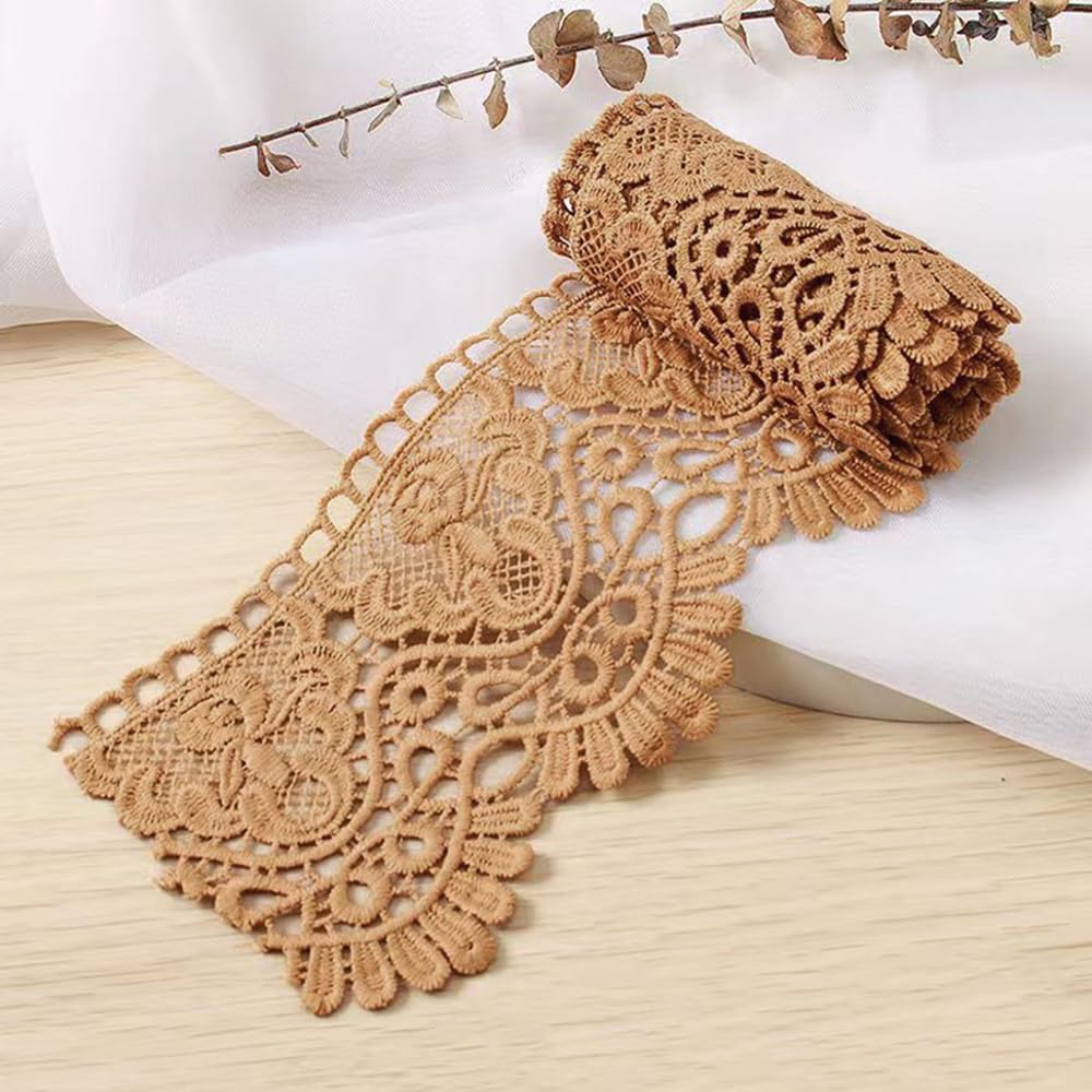 Cinta Decorativa de Encaje，Vintage Lace Trims Cinta de Encaje, Cinta de Encaje Decorativa(Coffee)