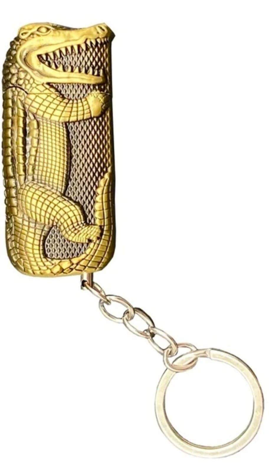 [TeamB] Premium Lighter - Unique Crocodile Shaped Metal Keychain Lighter, Antique Retro Design, Refillable Butane Pocket Lighter for Cigarettes, Collection & Gift - Gold Finish-image-36