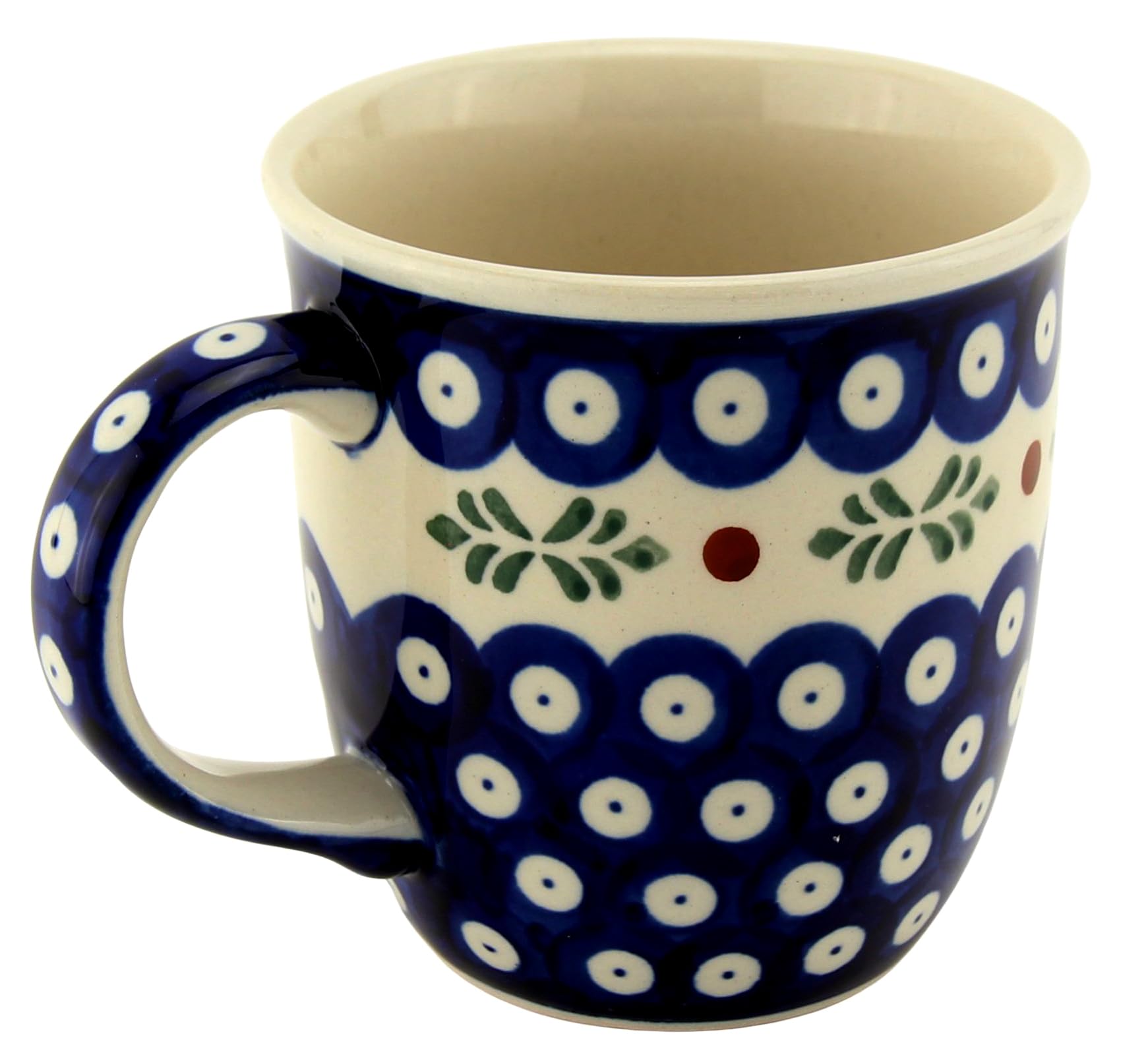 Polish Pottery Market 12 oz Mug with Handle – Hand-crafted Bolesławiec Polish Stoneware by Zakłady Ceramiczne – Made in Poland (Holly Berries)