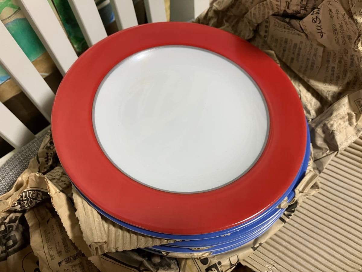 Amazon.co.jp: 食器 レア arcopal フランス食器 青皿7枚 赤皿6枚 合計