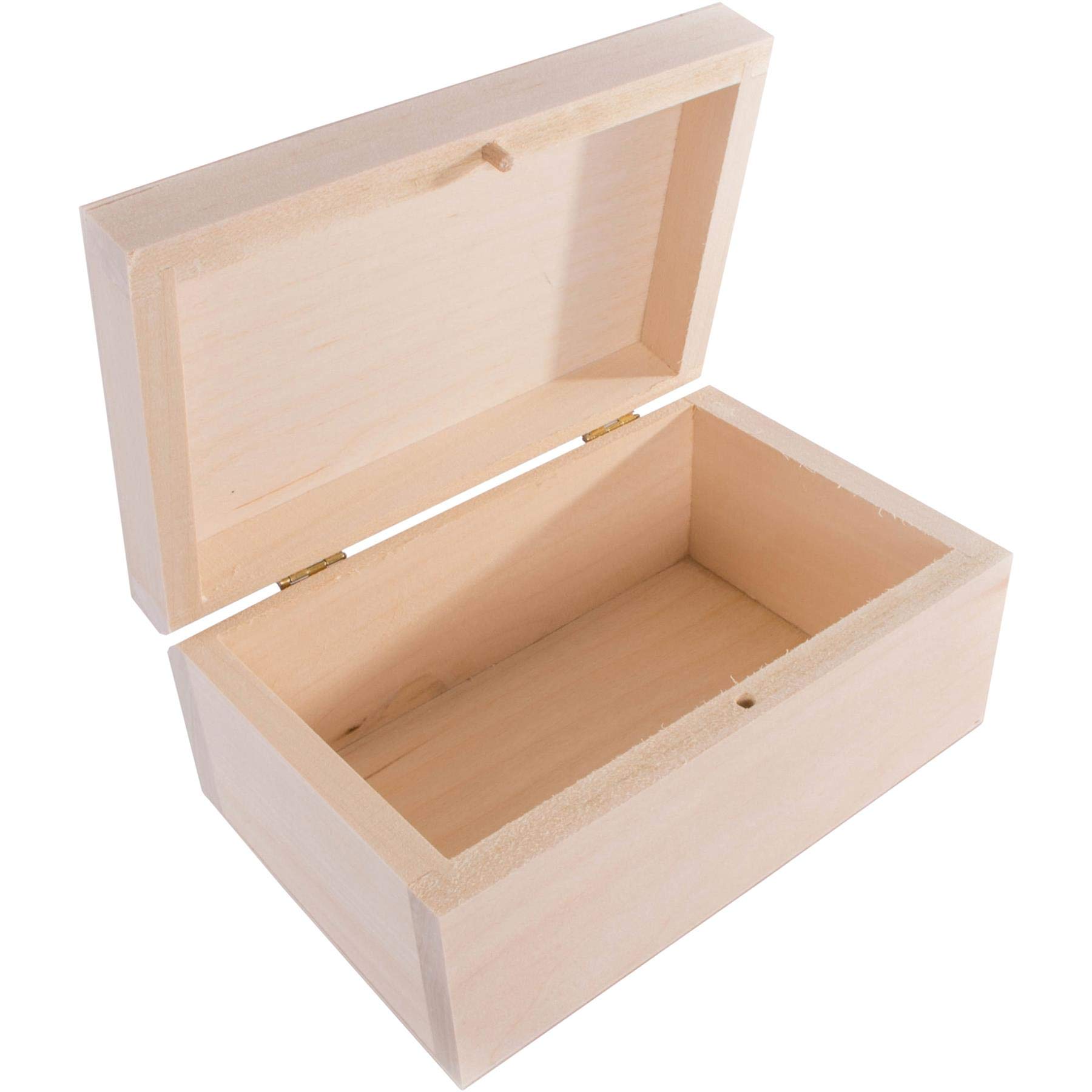 Woodeedoo Natural Small Rectangular Wooden Box With Lid & Bolt Closure | 16.5 X 11 X 7.5 Cm | Gadgets Trinket Keepsake Memory Jewellery Gift Craft Storage Box | Unpainted & Untreated Plain Linden