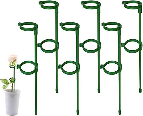 BFYDOAA Paquete de 12 estacas de soporte de tallo único de 118 pulgadas de alto estacas de flores con clip de anillo ajustable para tomate peonía