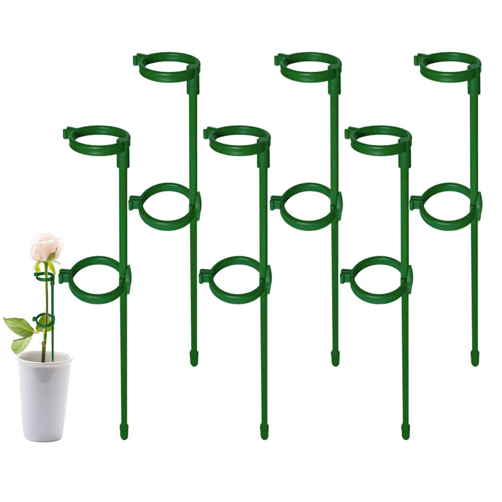 12 Pflanzenstützstäbe Mit Clips – Stahl, Grün, Für Rosen, Tomaten, Lilien & Mehr