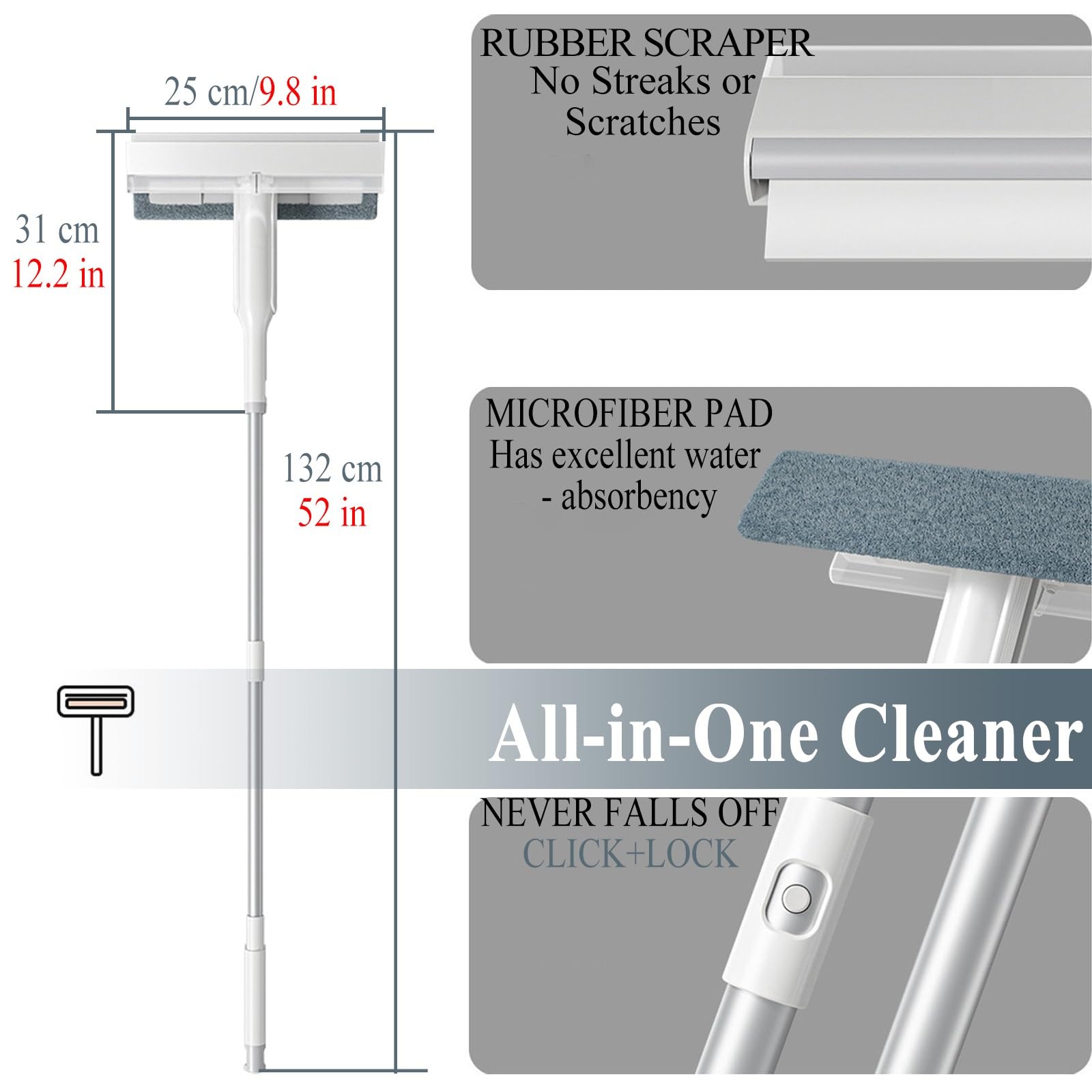 Lavavetri Tergivetri Puliscivetri Professionale Finestra Lavacristalli E Tergivetro Per Casa, In Silicone Spatola Con Microfibra Pulizia Cotone Panno & Acqua Piovana Raccolta Scatola, Facile Da Montar