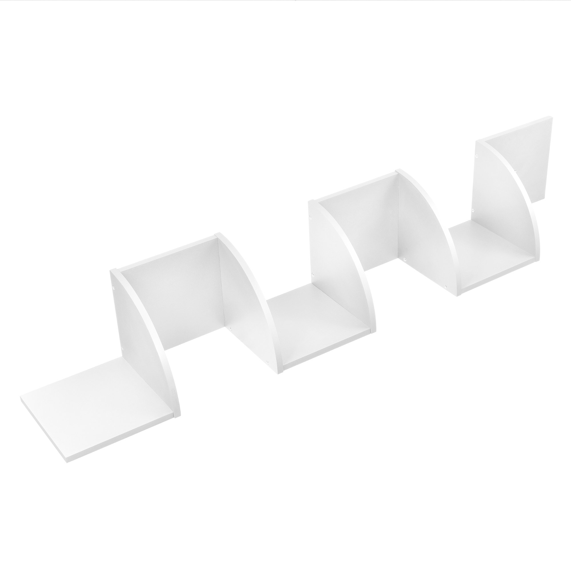 [en.casa] Scaffale Angolare da Parete Design Zigzag con 5 Ripiani Arrotondati Mobile Salvaspazio da Muro 123 x 19,5 x 19,5 cm - Bianco