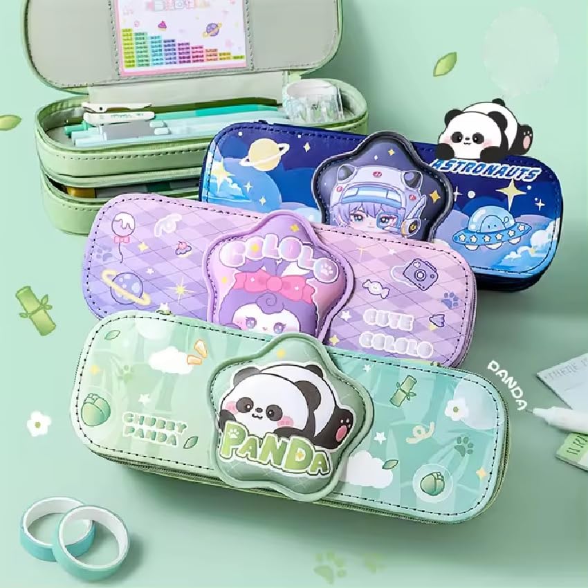 Image of Parshya Pencil Case Double Layer 3D Cute Pencil Pouch Aesthetic Pencil Case for Girls Large Capacity Pen Pencil Pouch Multifunctional Stationery Organizer for School (Double Layer Cololo)