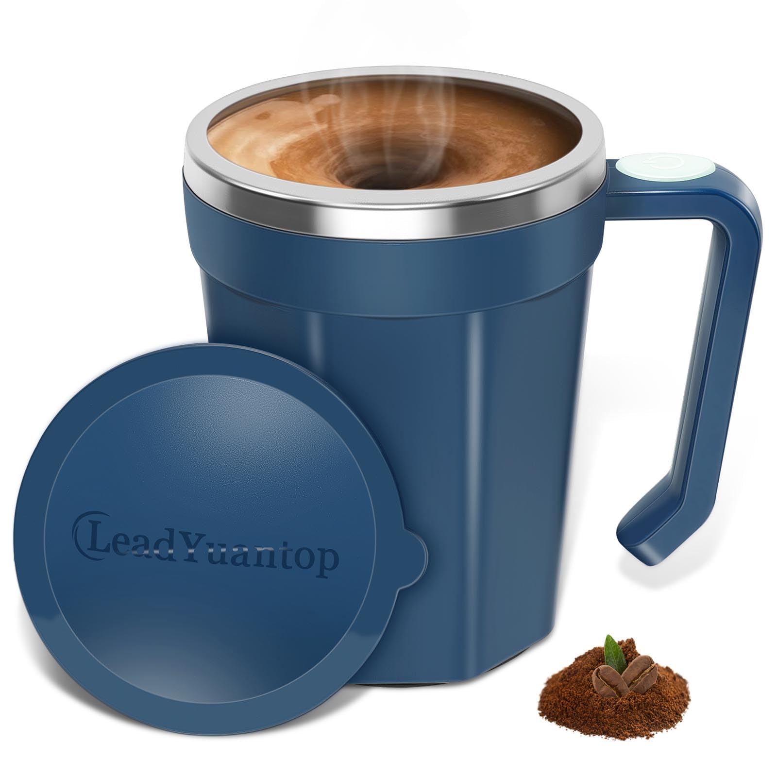 Self Stirring Coffee Mug, 18 oz Automatic Magnetic Electric Mixing Cup Stainless Steel Travel Cup for Coffee, Chocolate, Milk, Tea, Office, Home, Kitchen (Blue)