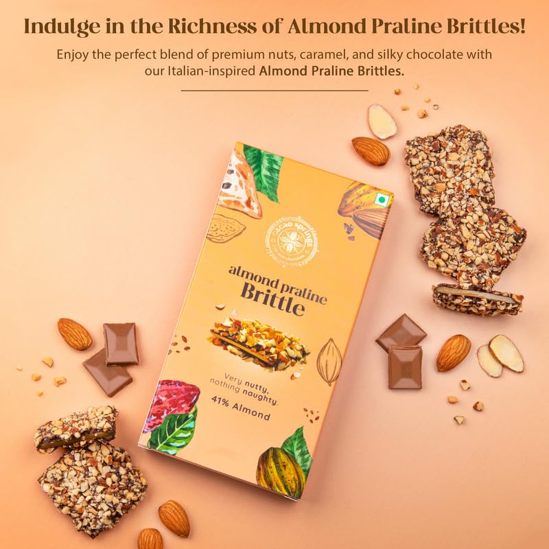 Image of Cacao Springs Premium Almond Praline Brittle Gift Box, Premium Choco & Nut Delicacy Treats, Great for Snacking, Premium Gift Hamper, 3 Pieces in Each Box, 2 Boxes, 84gm