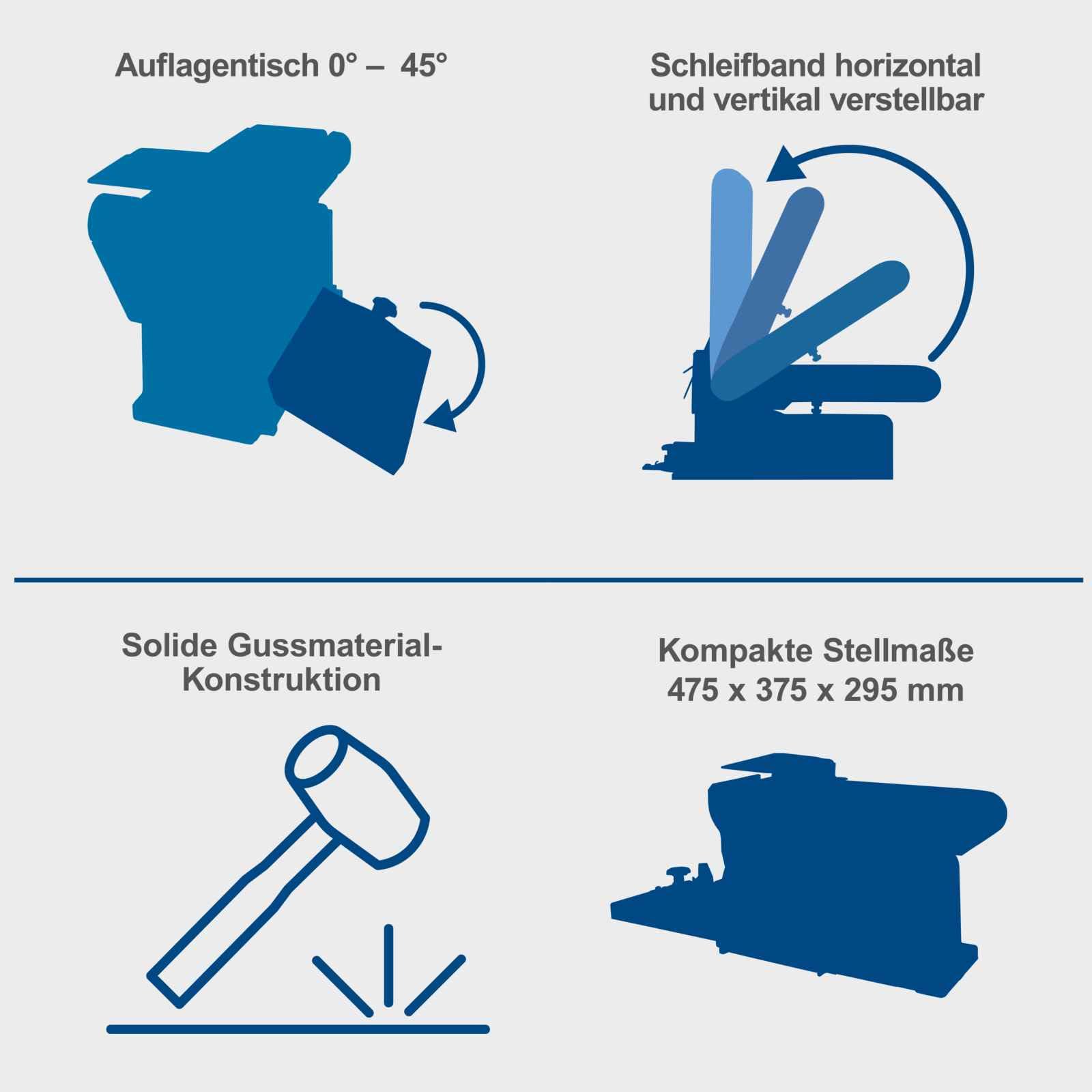 Scheppach Band &Tellerschleifer BTS900 mit 6 tlg. Zubehör | Leistung 370W | Schleifteller-Ø 150mm | Schleifbandlänge/-breite 915x100mm | Tischneigung 0°–45° | Gussmaterial-Konstruktion & Absaugadapter