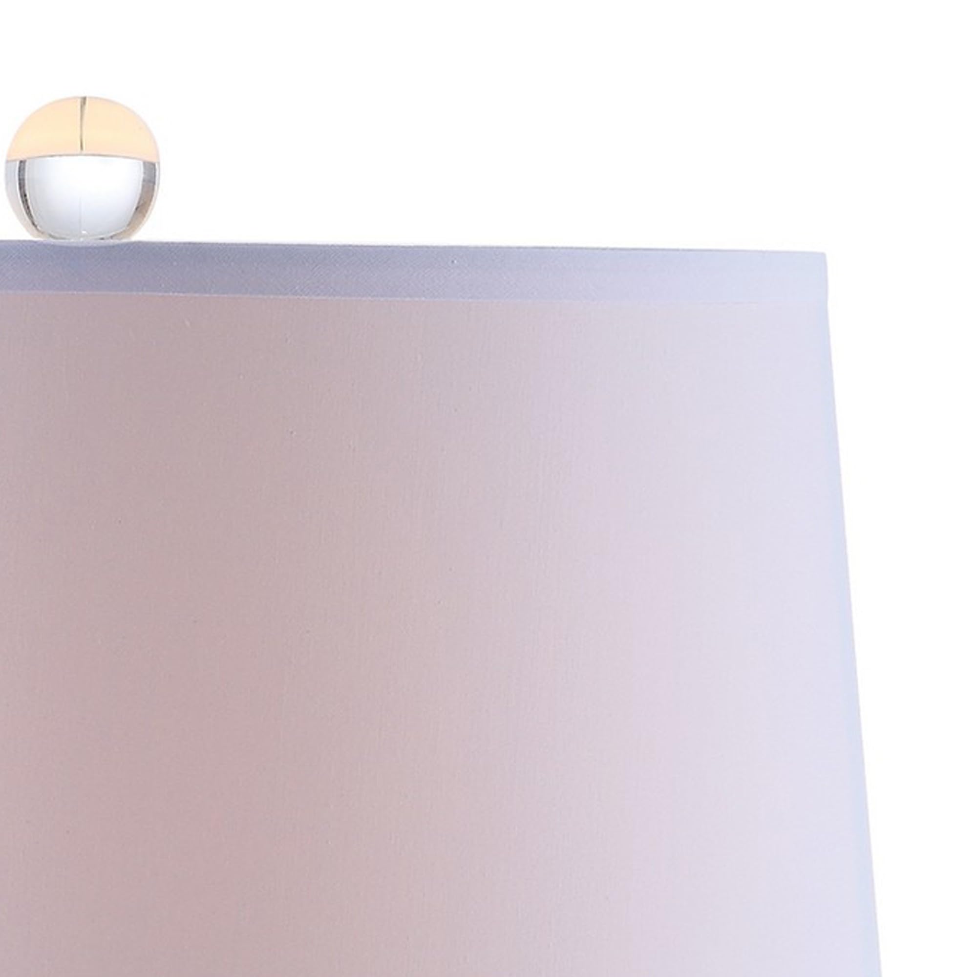 Benjara BM309010 25 in. Cue Accent Round Base Table Lamp with Empire Fabric Shade Nickel Silver & White