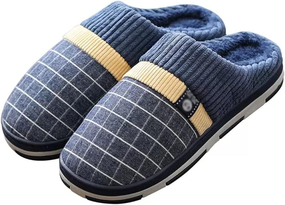 Men's cotton slippers men's winter home indoor home thick bottom large yard hair slippers autumn and winter