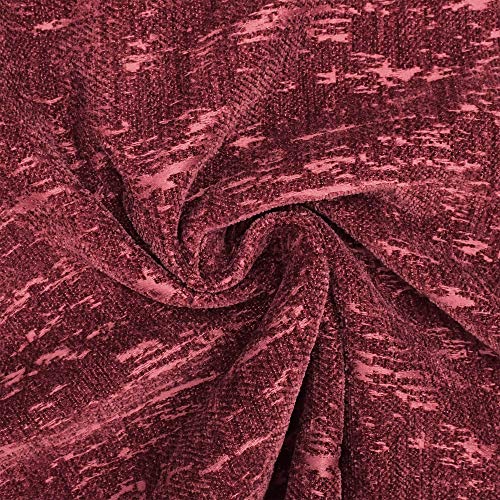 Image of CaliTime Throw Pillow Cases Pack of 2 Marbling Jacquard Solid Dyed Super Soft Chenille Cushion Covers for Couch Sofa Home Farmhouse Decoration 18 X 18 Inches Burgundy