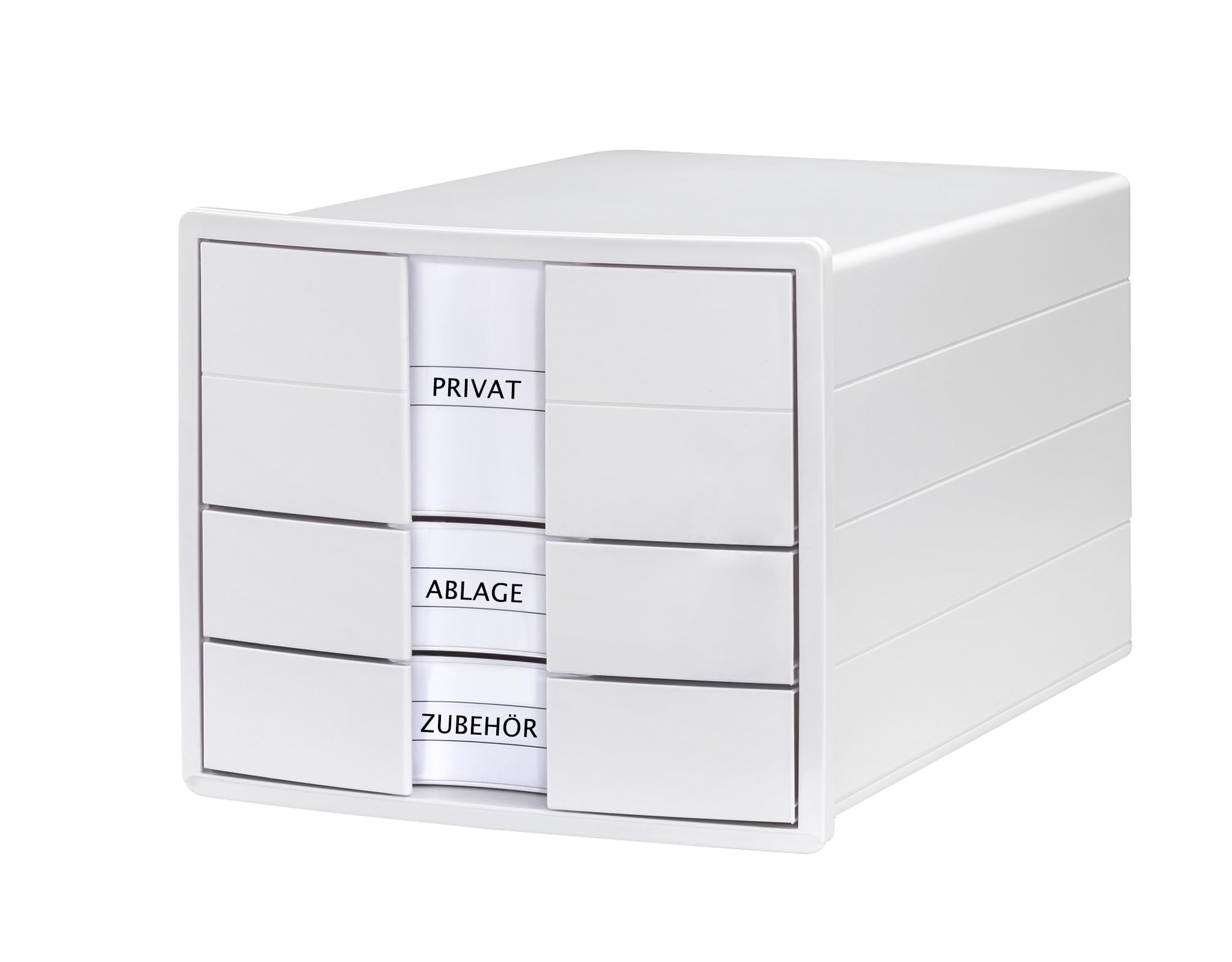 HAN IMPULS 2.0 Drawer Box with 3 Closed Drawers for DIN A4/C4 Including Labelling Labels, Document Box, Base with Pull-Out Lock, Furniture-Friendly Rubber Feet, 1017-12, White