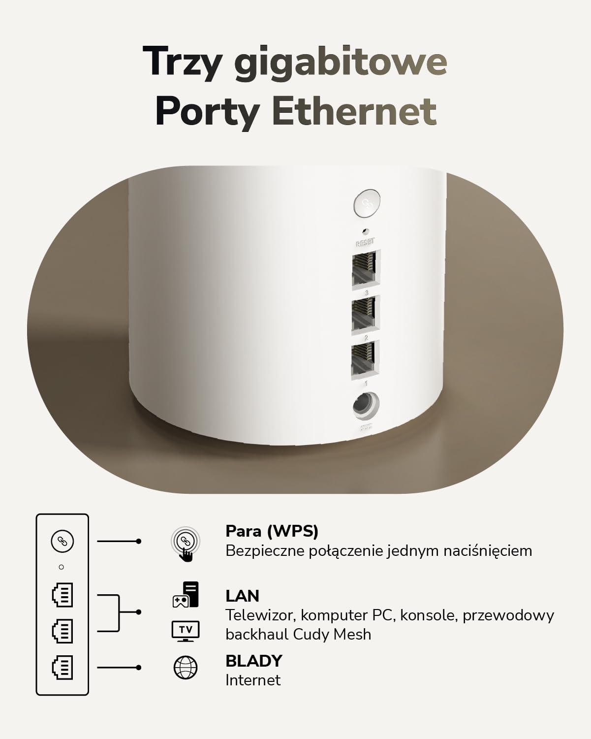 Cudy Dwuzakresowy system BE3600 WiFi 7 Wi-Fi, 3,6 Gb/s 160 MHz, zasięg do 100 m², 3 porty gigabitowe, kompatybilny z wieloma VPN, sterowanie aplikacją Cudy (M3600 1 opakowanie)