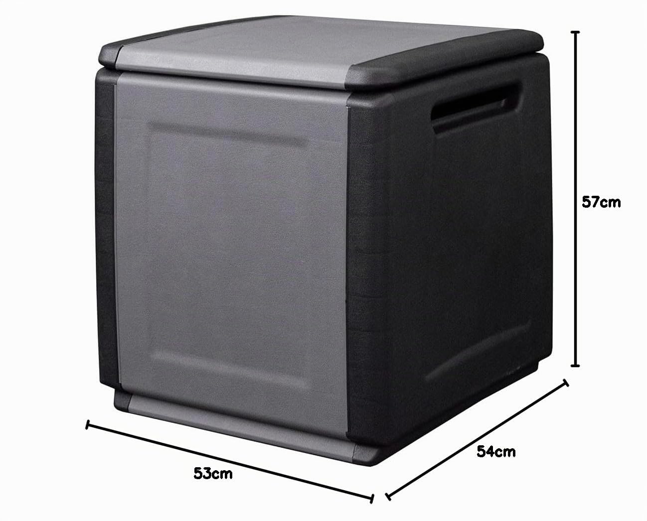 INTEC - Cassapanca portaoggetti 130L grigio/nero 54 x 53 x 57 cm manici di trasporto in polipropilene