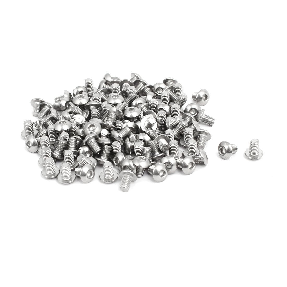Sourcingmap M4x6mm 304 Stainless Steel Button Head Hex Socket Cap Screws Bolts 120pcs