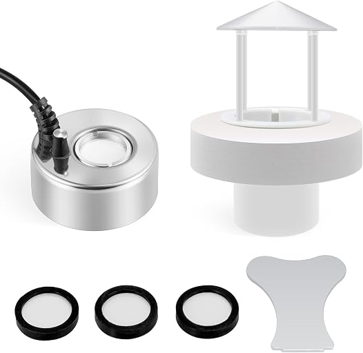 Mxmoonant 350ml/H Ultrasonic Mist Maker Fogger Metal Atomizer, Splash Guard | With Splash Guard and Float for Aquarium, Pond and Rock Garden (Complete Kit)