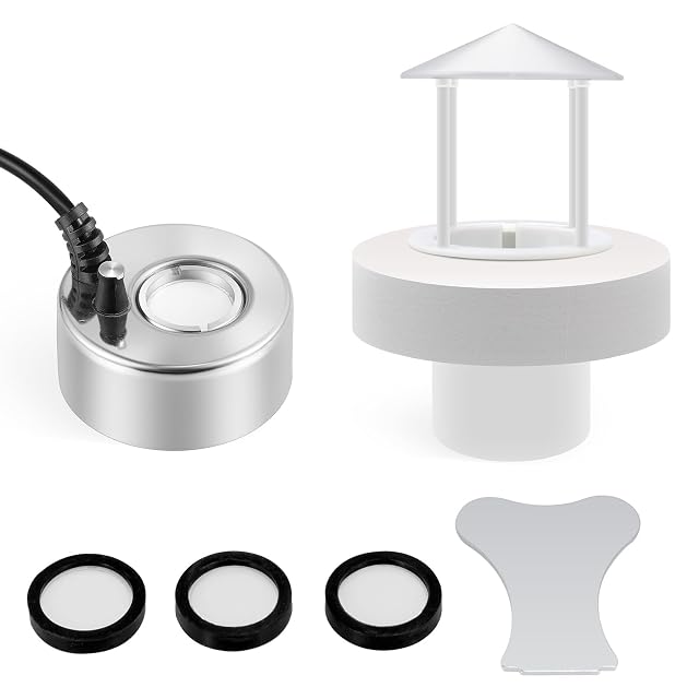 Mxmoonant 350ml H Ultrasonic Mist Maker Fogger Metal Atomizer with Removable Splash Guard for Water Fountain Pond Pot