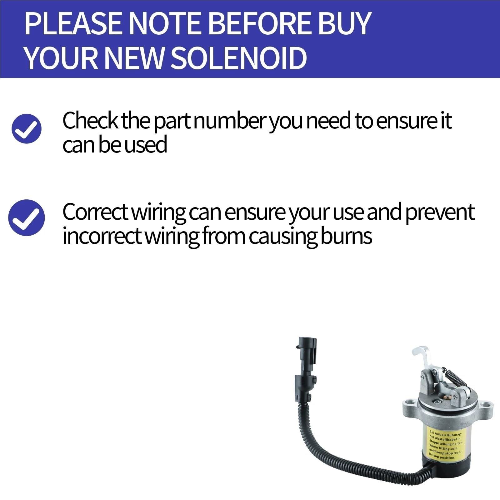 Grifo de Gasolina Moto Válvula Solenoide de corte combustible 12 V 04103808 04113811 04103812 04103818 Compatible con motor Deutz F3L F3M F4L F4M 1011 2011 Stop