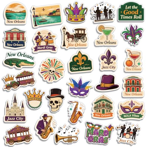Konohan 30 Pcs New Orleans Souvenirs Gifts New Orleans Magnet for Refrigerator Country City Magnetic Refrigerator Stickers for Home Decoration