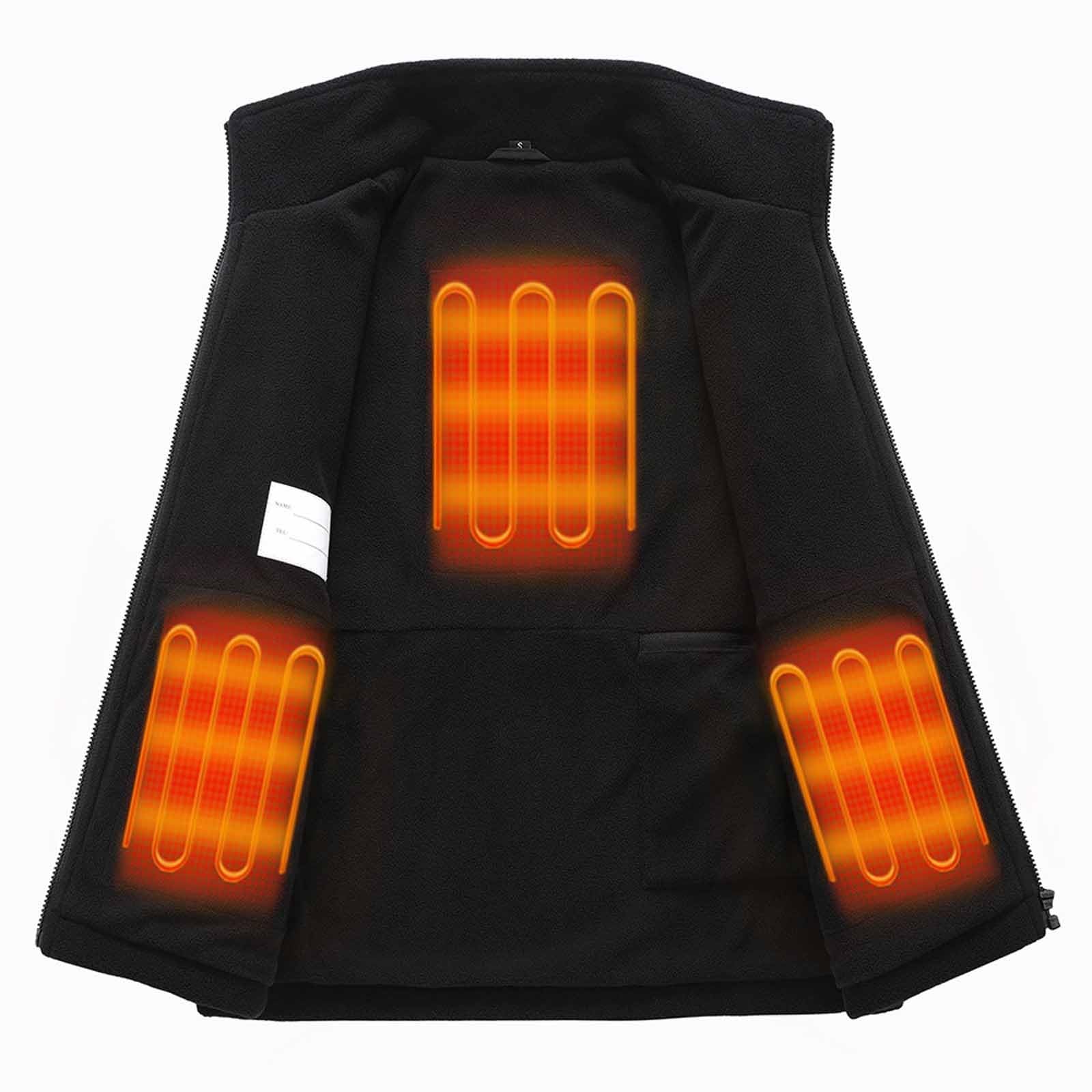 KQIVAM Beheizbare Jacke Elektrisch Kinder Polar-Fleecejacke 3 Heizzone USB Lange Ärmel Thermobekleidung Outdoor Camping Wanderung 4-14 Jahre