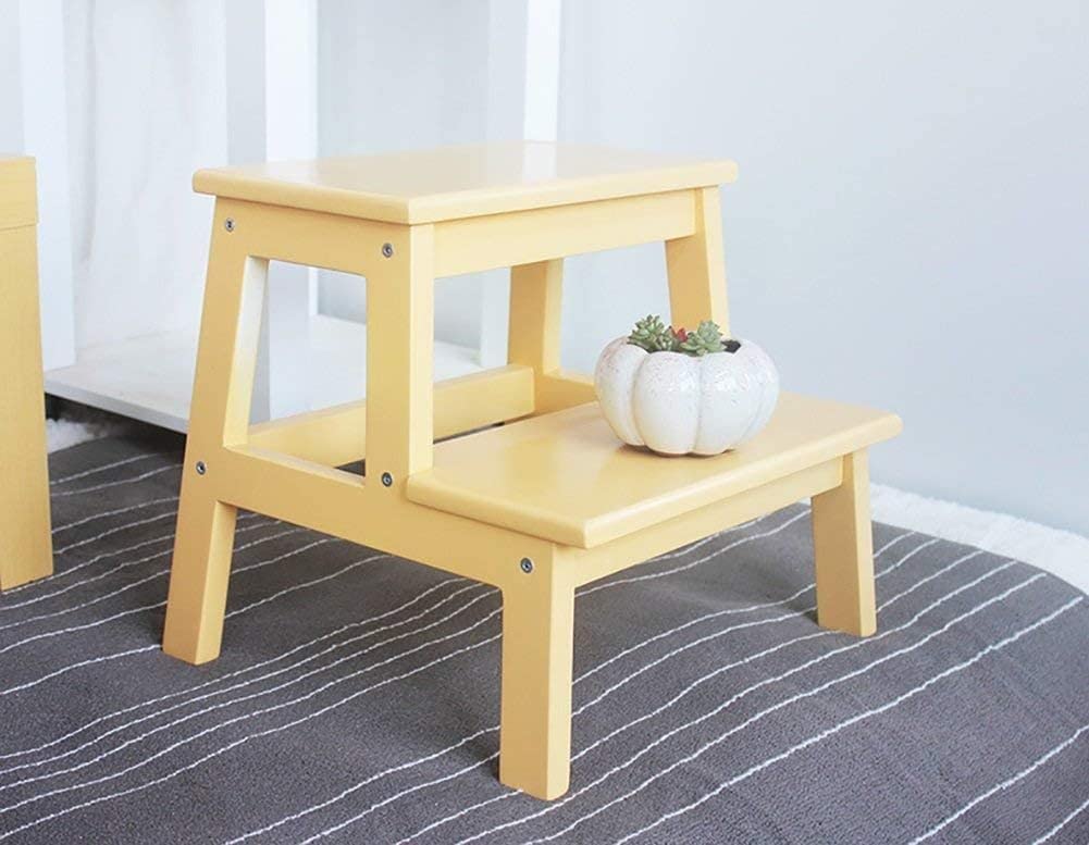 Taburete de paso de madera maciza OKUOKA y escalera de tijera baja