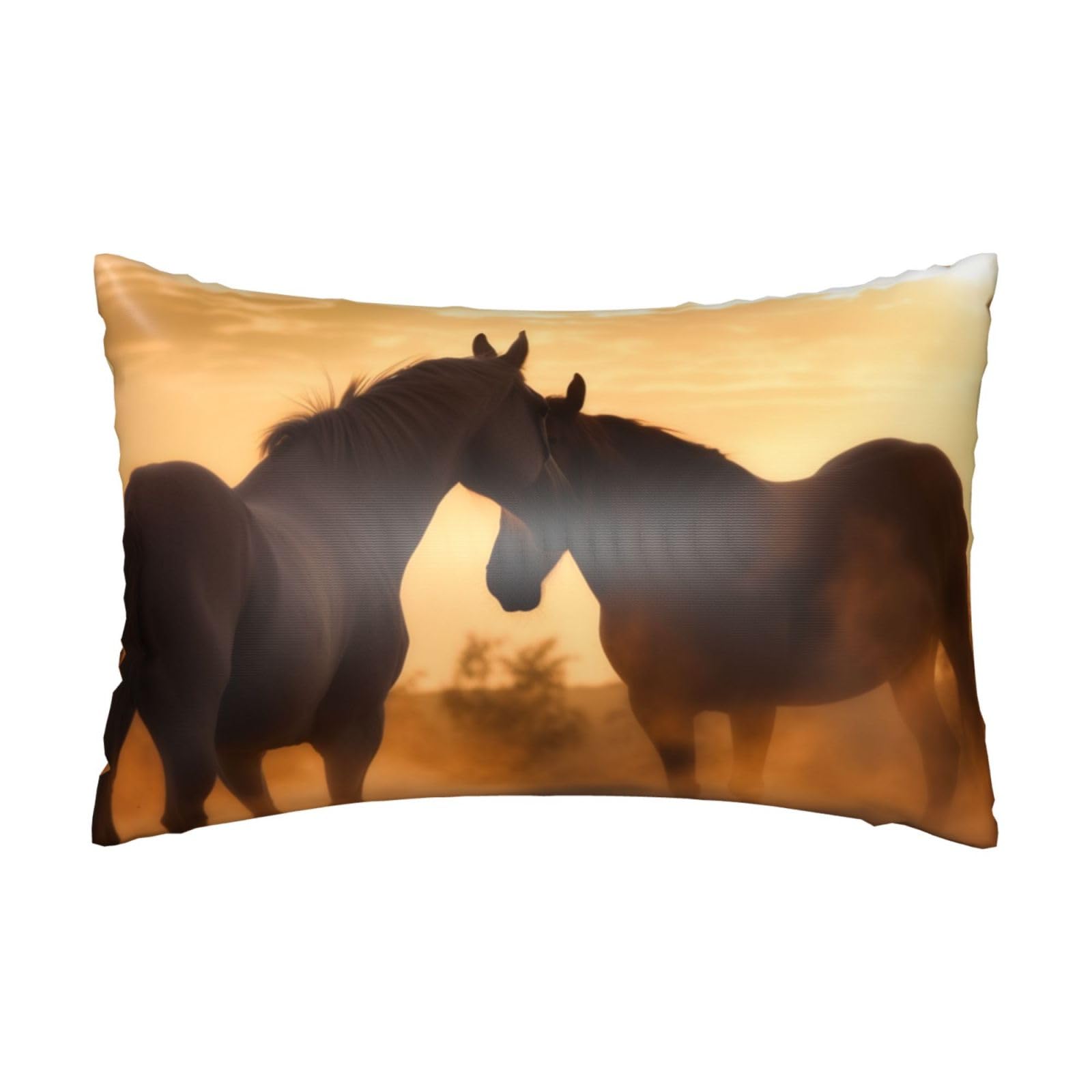 Satin Pillowcase for Hair and Skin, Horses in Love Pillow Case Queen Size 20x30 Inches, Cooling Silky Pillowcases with Zipper Ultra Smooth and Soft Pillow Cover for Sleeping