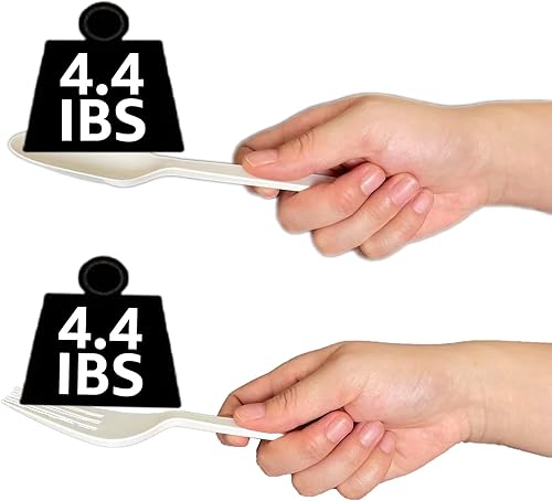 Miniatura 6 de MISISIPI 7.1 pulgadas, 100 piezas Tenedores y cucharas 100% compostables, tenedores y cucharas biodegradables, resistentes, sin tenedores y cucharas