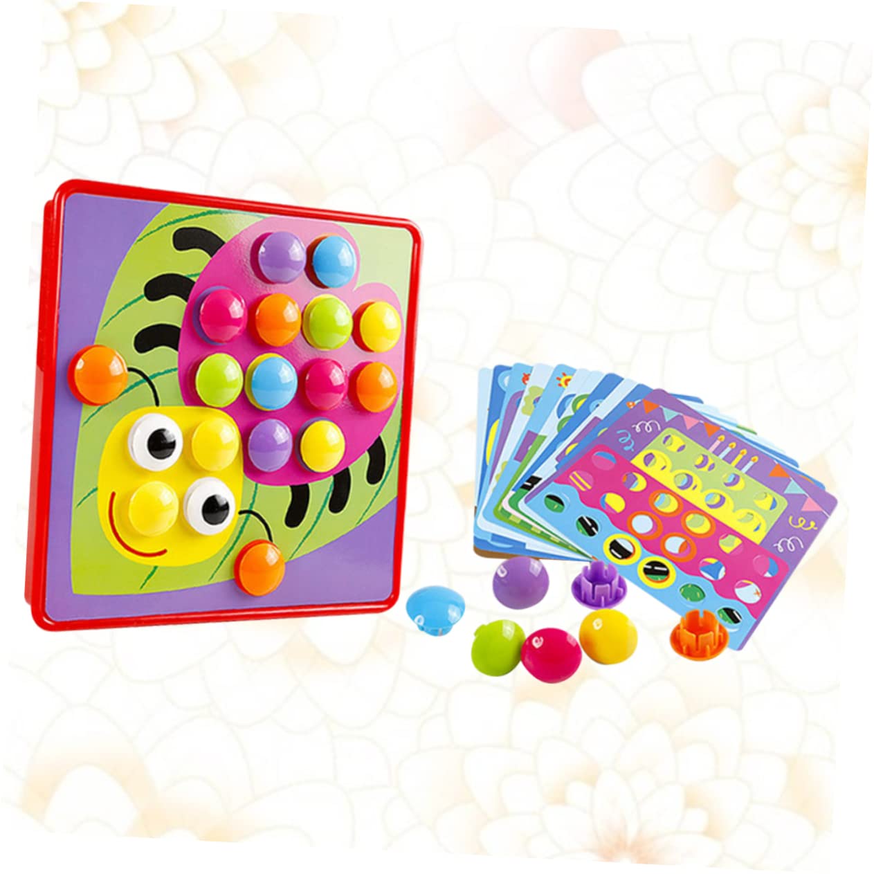 Mikinona DIY Mushroom Nail Pegboard Set - 96 Pegs & Board, Early Learning Fine Motor Skill Toy, Random Colors