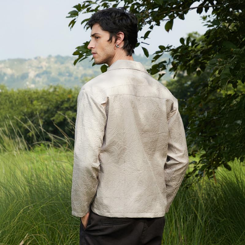 Image of CAHOOT Men's Oversized Shirt Casual Wear | Lapel Collar | Long Sleeve | Button Closure | Oversized Shirt Crafted with Comfort Fit for Everyday Wear